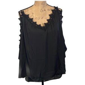 Shein very elegant cold shoulder black blouse